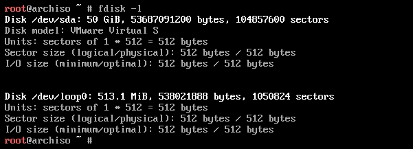 fdisk -l output showing disk partitions