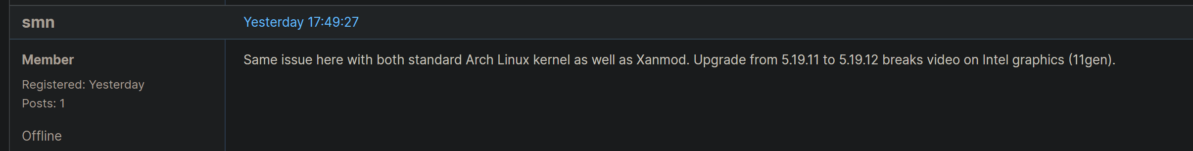 Forum reports confirming black screen issue